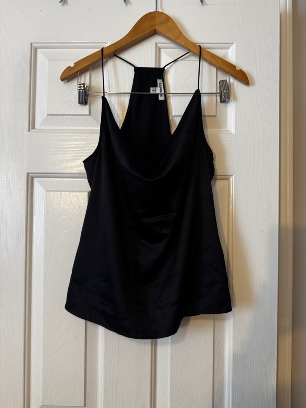 Express Black Satin Cowl-Neck Camisole